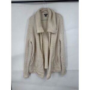 Eddie Bauer Wool Blend Open‎ Cardigan Women L Beige Minimalist Granolagirl Boho